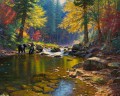 bear in autumn river